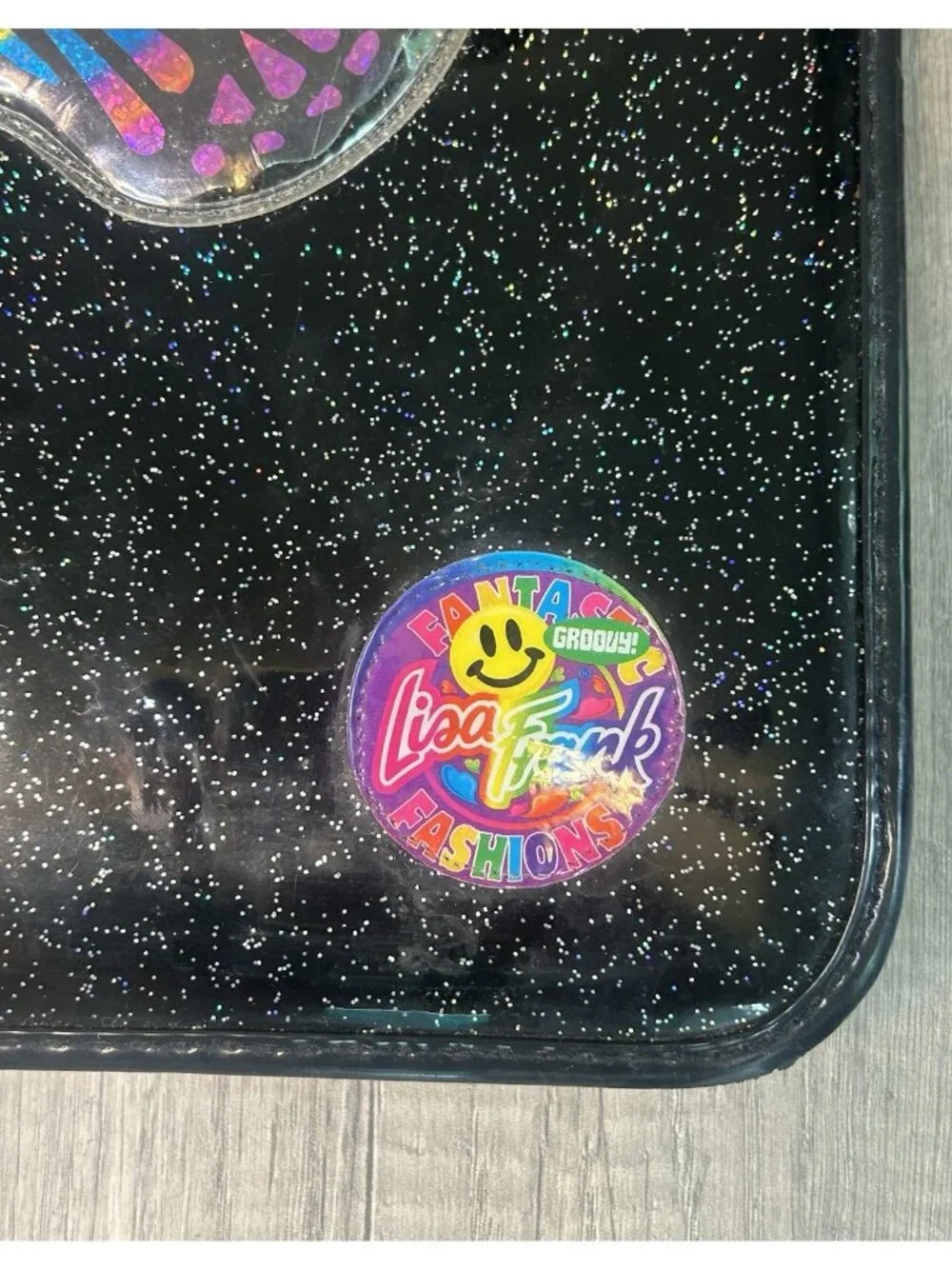 Lisa Frank Y2K Butterfly Glitter Zip Binder Trapper Keeper Organizer Vintage Vtg